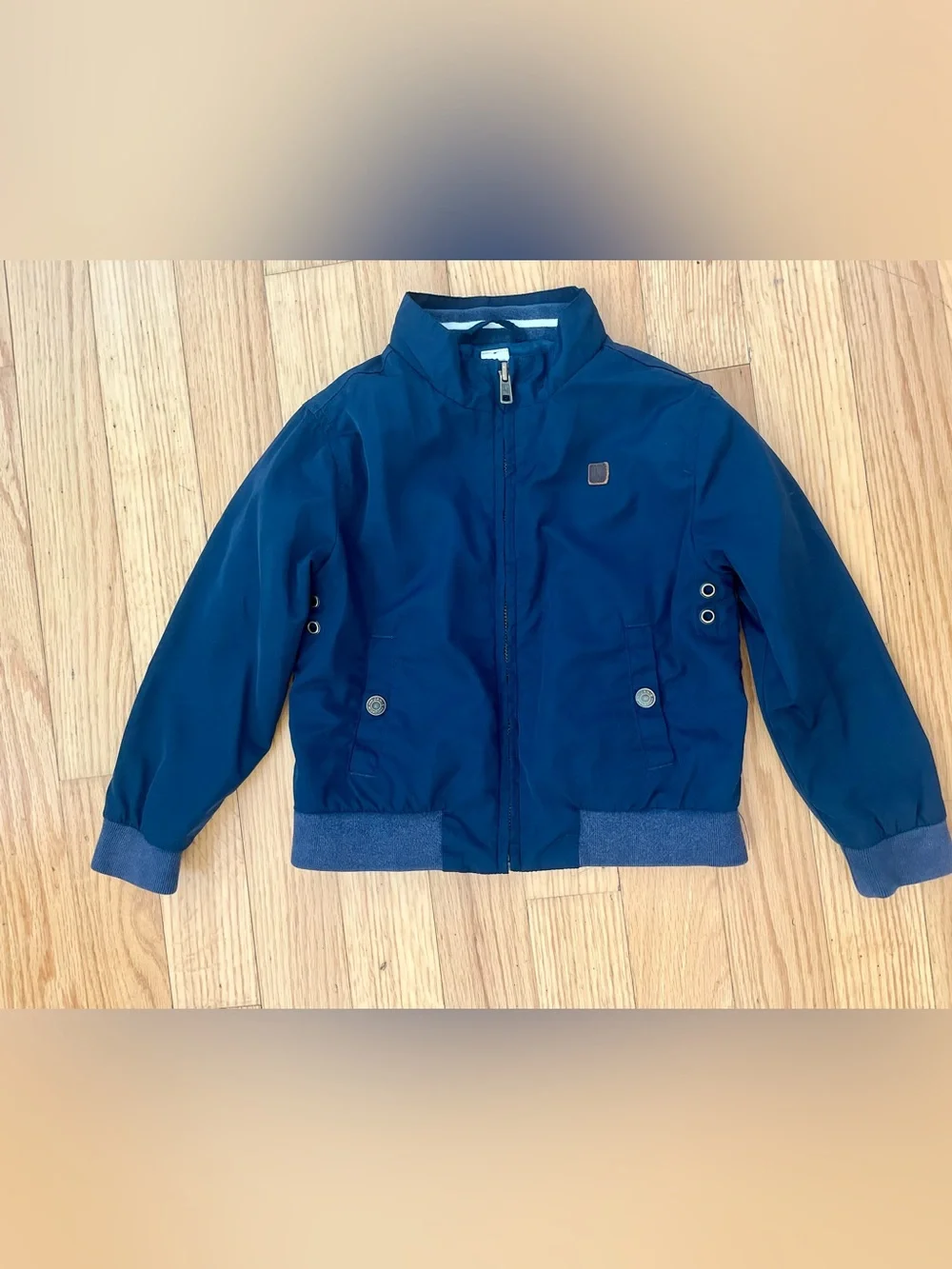 Janie and Jack Boy Connor Navy Mock Neck Bomber Jacket 3T-4T